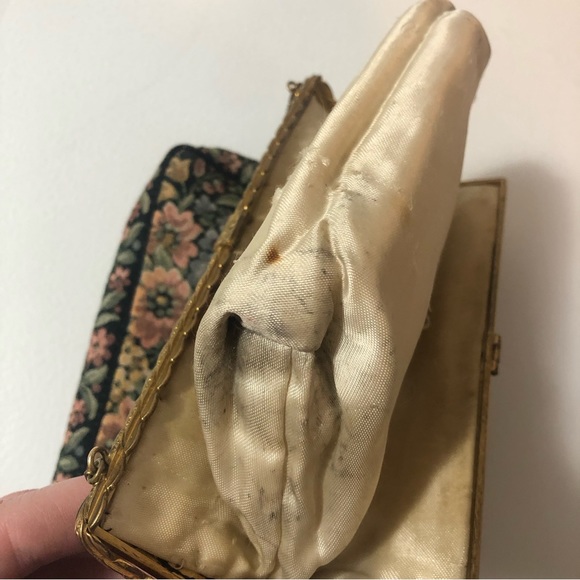 VTG Gorwood Canada Tapestry Fabric Handbag Purse Pastel Floral Gold-Tone Metal - Picture 15 of 16